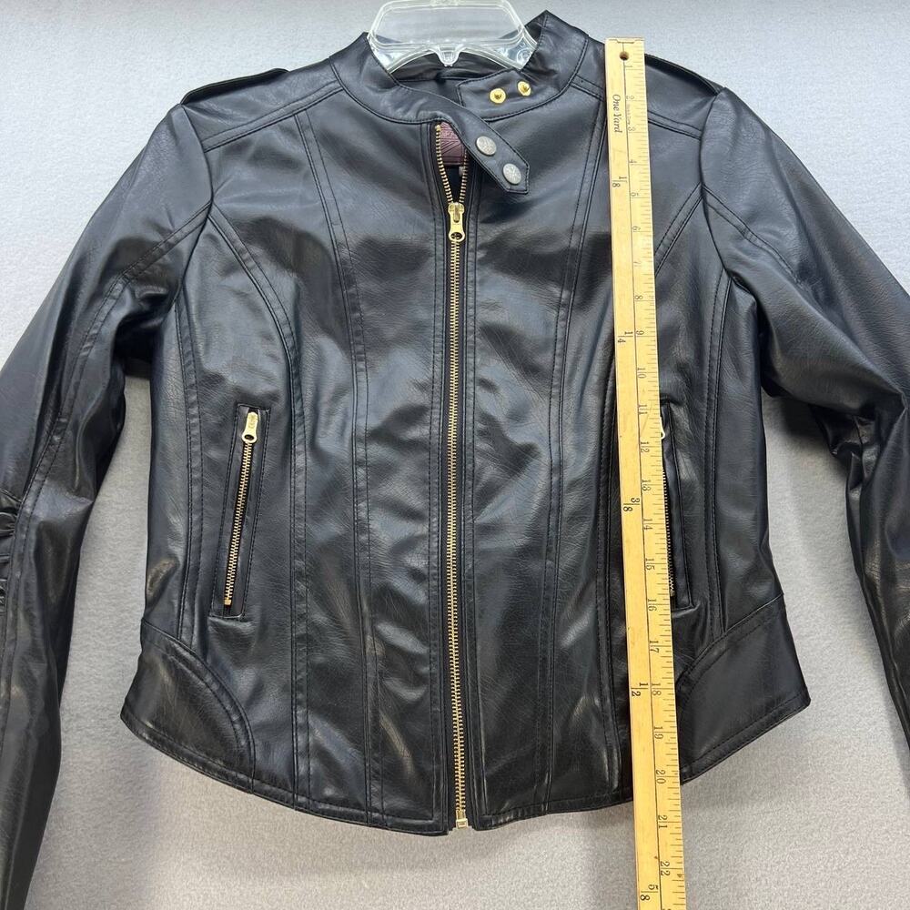 Miss London Faux Leather Moto Jacket Size Medium - Picture 3 of 13